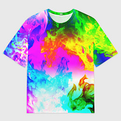 Футболка оверсайз мужская Неоново кислотный огонь, цвет: 3D-принт