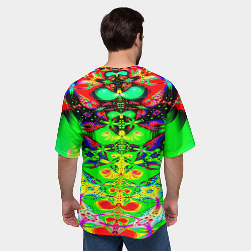 Мужская футболка оверсайз Оптический фрактал кислота / 3D-принт – фото 4