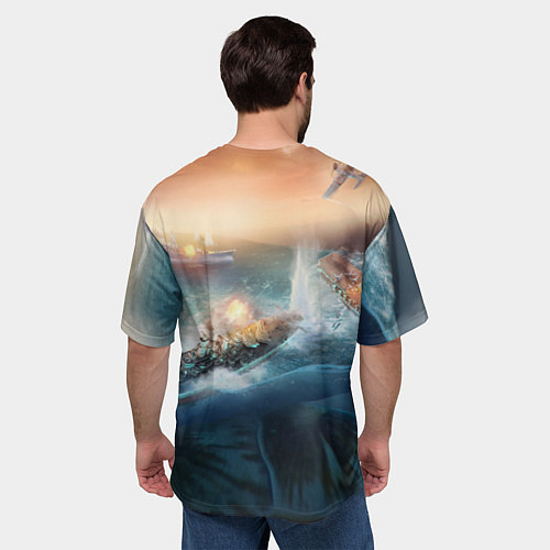 Мужская футболка оверсайз Warthunder морская битва / 3D-принт – фото 4