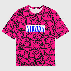 Футболка оверсайз мужская Nirvana pink logo, цвет: 3D-принт