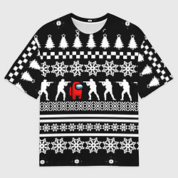 Футболка оверсайз мужская Among us x cs go, цвет: 3D-принт