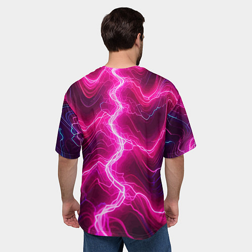 Мужская футболка оверсайз Pink lightnings - ai art fantasy / 3D-принт – фото 4