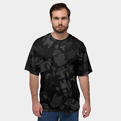 Футболка оверсайз мужская Among us персонажи на черном, цвет: 3D-принт — фото 2