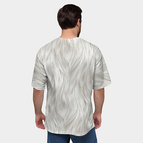 Мужская футболка оверсайз Белый мех кошки / 3D-принт – фото 4