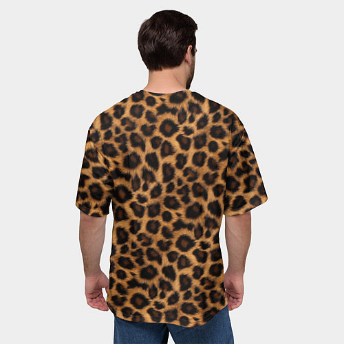 Мужская футболка оверсайз Шерстка леопарда / 3D-принт – фото 4