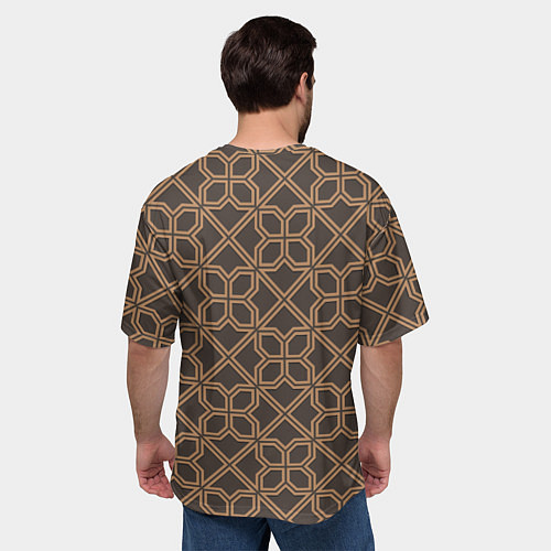 Мужская футболка оверсайз Геометрический узор коричневый / 3D-принт – фото 4