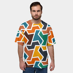 Футболка оверсайз мужская Геометрический узор разноцветный, цвет: 3D-принт — фото 2