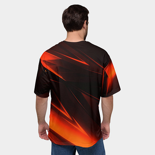 Мужская футболка оверсайз Geometry orange stripes / 3D-принт – фото 4