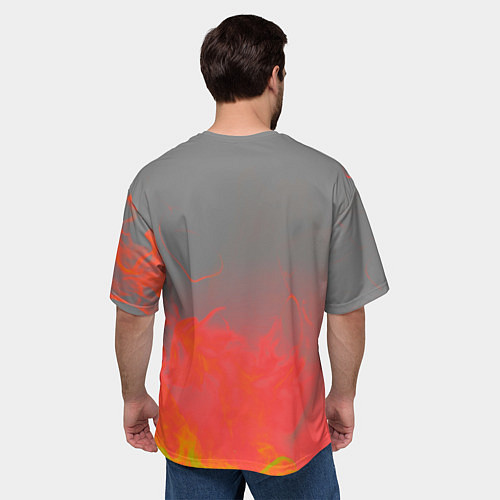 Мужская футболка оверсайз Dead by Daylight logo fire / 3D-принт – фото 4