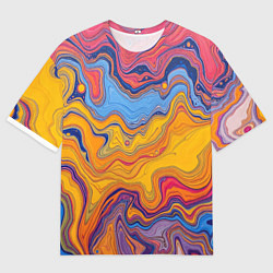 Мужская футболка оверсайз Поток разноцветной краски