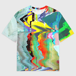 Мужская футболка оверсайз Текстура глитч краски