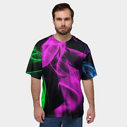 Футболка оверсайз мужская Неоновый огненный дым, цвет: 3D-принт — фото 2