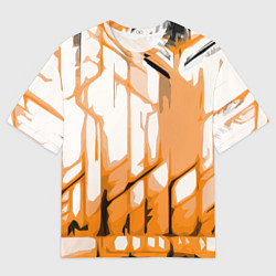 Мужская футболка оверсайз Оранжевые полосы на белом фоне