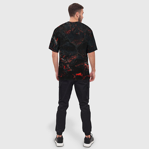 Мужская футболка оверсайз Deadlock logo red texture / 3D-принт – фото 4