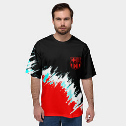 Футболка оверсайз мужская Барселона фк краски, цвет: 3D-принт — фото 2