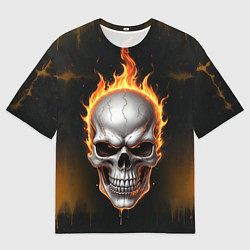 Футболка оверсайз мужская Череп в огне, цвет: 3D-принт