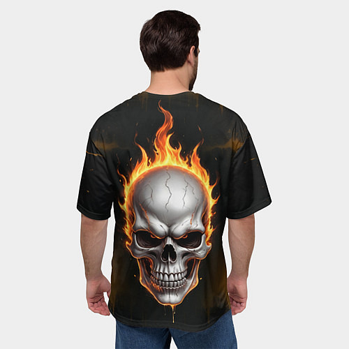 Мужская футболка оверсайз Череп в огне / 3D-принт – фото 4