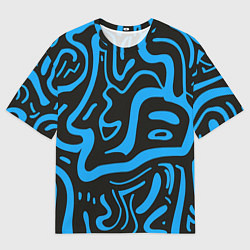 Футболка оверсайз мужская Хаотичные синие полосы, цвет: 3D-принт