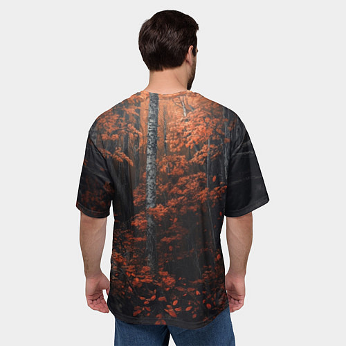 Мужская футболка оверсайз Медведь в осеннем лесу / 3D-принт – фото 4