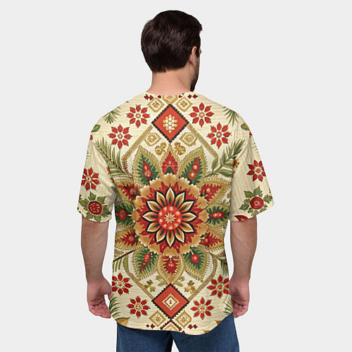 Мужская футболка оверсайз Стиль советского ковра узоры и орнамент / 3D-принт – фото 4
