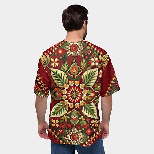 Мужская футболка оверсайз Стиль советского ковра узоры и орнамент / 3D-принт – фото 4