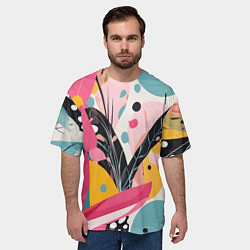 Футболка оверсайз мужская Листья цветы абстракция, цвет: 3D-принт — фото 2