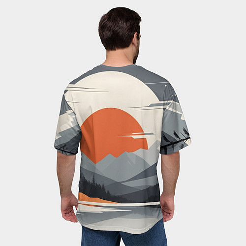 Мужская футболка оверсайз Горы медведь геометрия / 3D-принт – фото 4
