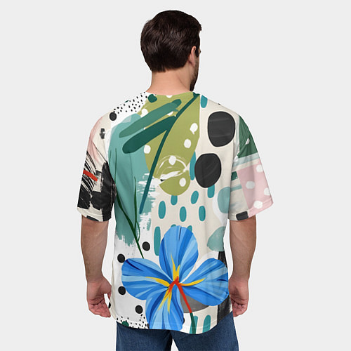 Мужская футболка оверсайз Цветы горошек абстракция / 3D-принт – фото 4