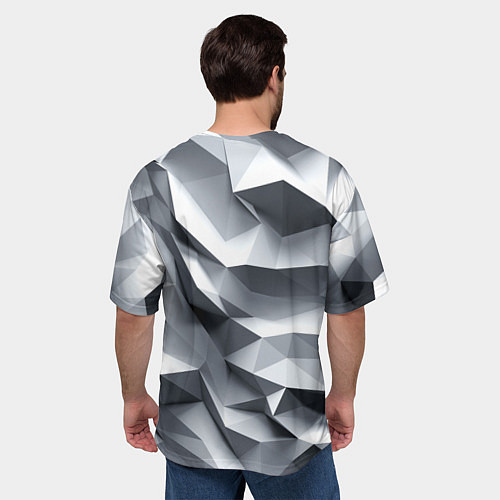 Мужская футболка оверсайз Белая геометрия с искажением / 3D-принт – фото 4