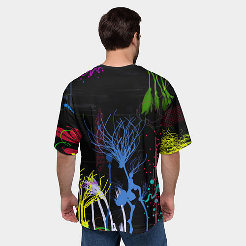 Мужская футболка оверсайз Неоновый сюреализм / 3D-принт – фото 4