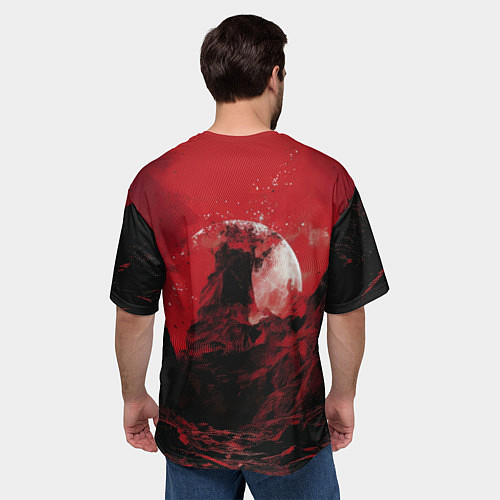 Мужская футболка оверсайз Забытая башня в красных тонах / 3D-принт – фото 4
