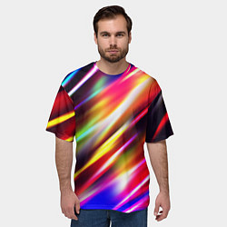 Футболка оверсайз мужская Неоновая абстракция линии, цвет: 3D-принт — фото 2