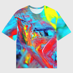 Мужская футболка оверсайз Абстрактные краски неон