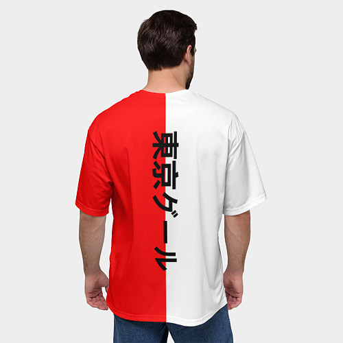 Мужская футболка оверсайз Кен Канеки - иероглифы Токийский гуль / 3D-принт – фото 4