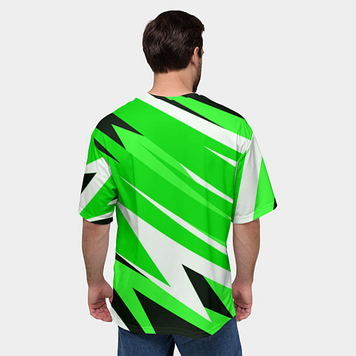 Мужская футболка оверсайз Geometry stripes green / 3D-принт – фото 4