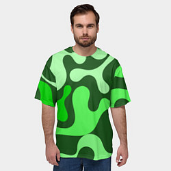 Футболка оверсайз мужская Камуфляж зеленый крупный, цвет: 3D-принт — фото 2