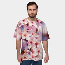 Футболка оверсайз мужская Цветущая сакура крупно, цвет: 3D-принт — фото 2