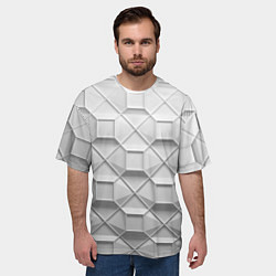 Футболка оверсайз мужская Бело серая геометрия, цвет: 3D-принт — фото 2