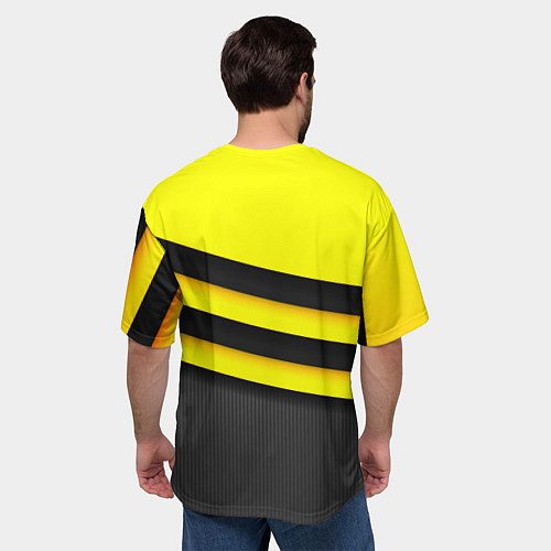 Мужская футболка оверсайз Герб РФ геометрия линии / 3D-принт – фото 4