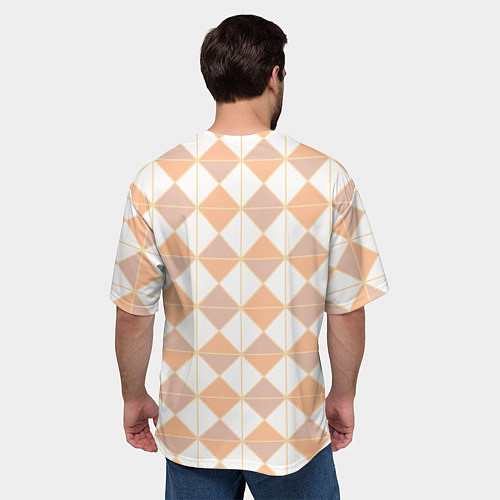 Мужская футболка оверсайз Персиковые ромбы / 3D-принт – фото 4