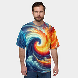 Футболка оверсайз мужская Космическое завихрение - инь янь, цвет: 3D-принт — фото 2