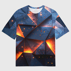 Мужская футболка оверсайз Геометрический рендер с эффектом свечения