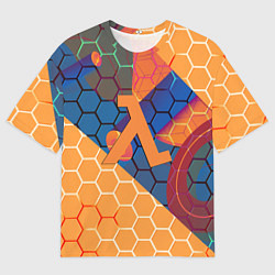 Футболка оверсайз мужская Half life hexagon steel, цвет: 3D-принт
