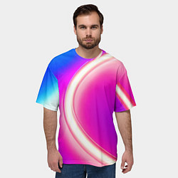 Футболка оверсайз мужская Неоновый свет текстура, цвет: 3D-принт — фото 2