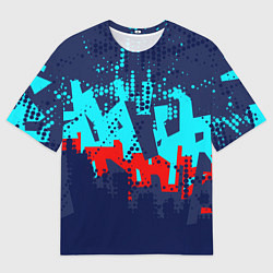 Футболка оверсайз мужская Красно-синяя абстракция, цвет: 3D-принт