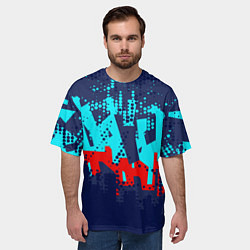 Футболка оверсайз мужская Красно-синяя абстракция, цвет: 3D-принт — фото 2