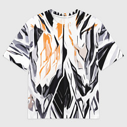 Футболка оверсайз мужская Чёрно-жёлтая абстракция на белом фоне, цвет: 3D-принт