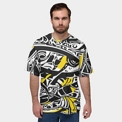 Футболка оверсайз мужская Черно-желтый орнамент, цвет: 3D-принт — фото 2