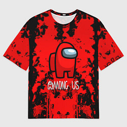 Футболка оверсайз мужская Among us краски на красном, цвет: 3D-принт