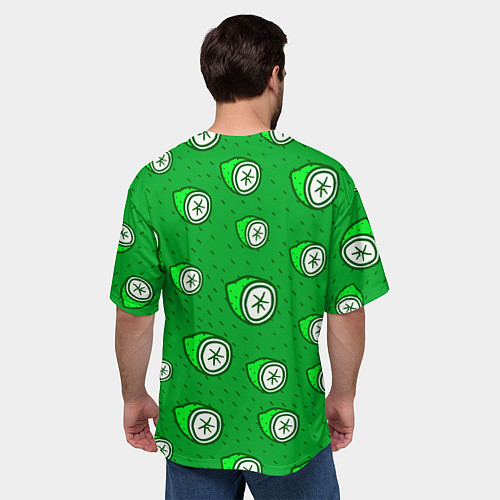 Мужская футболка оверсайз Лимонный паттерн / 3D-принт – фото 4